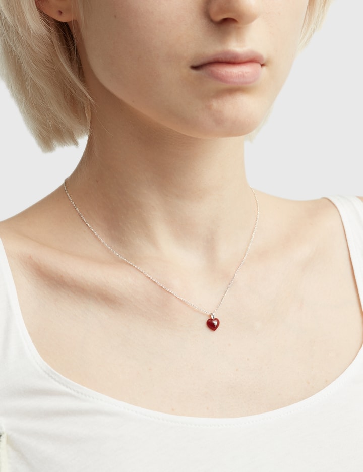 Very Vintage Tiny Red Silver Heart Pendant Necklace Placeholder Image