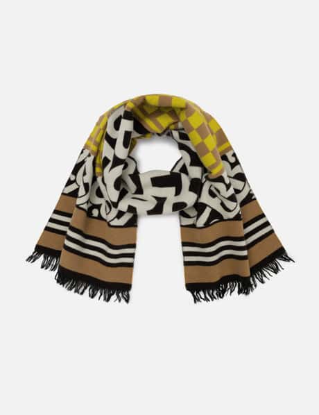 Burberry Text Checkerboard Football Scarf