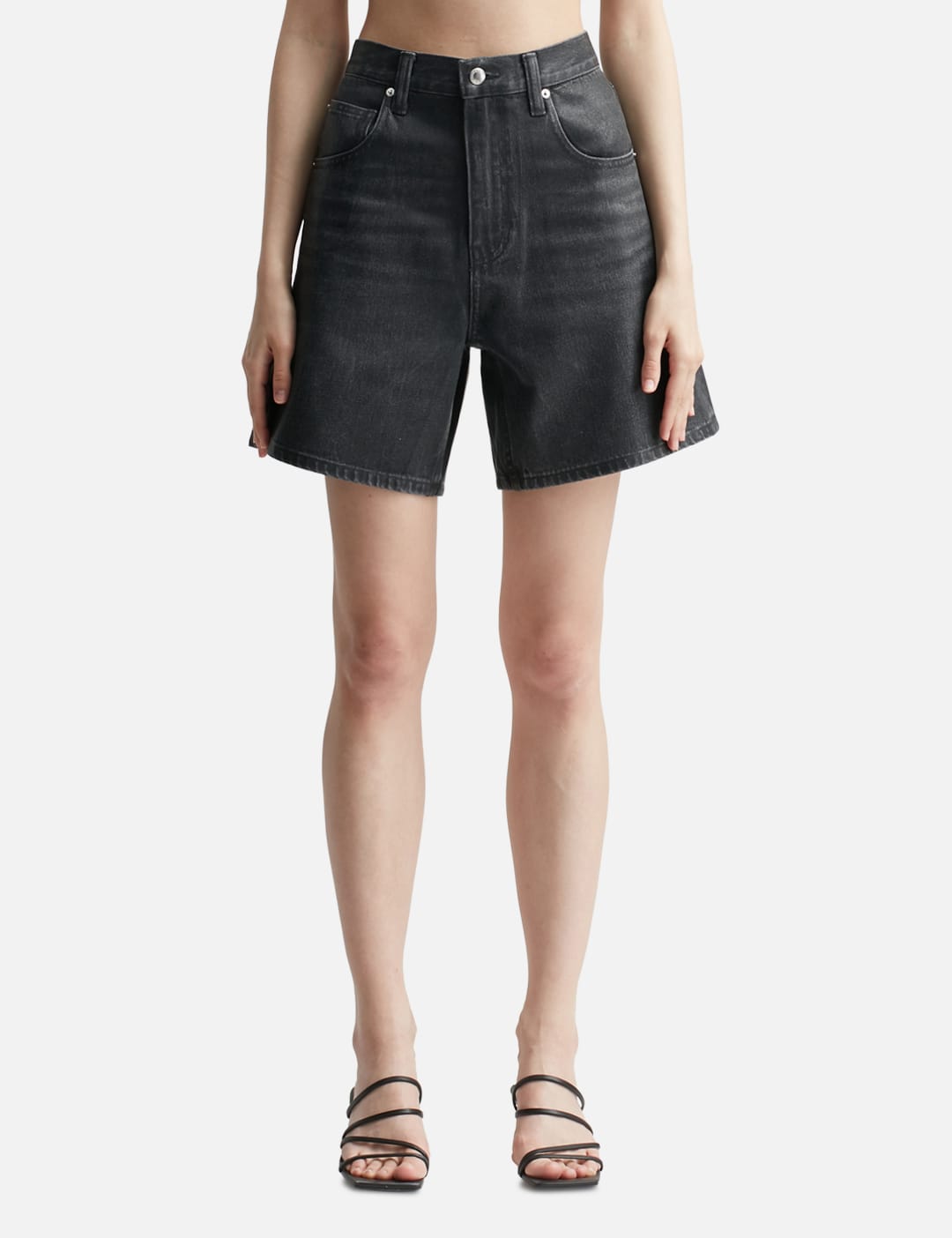 T By Alexander Wang Oversize Coated Loose Fit Shorts