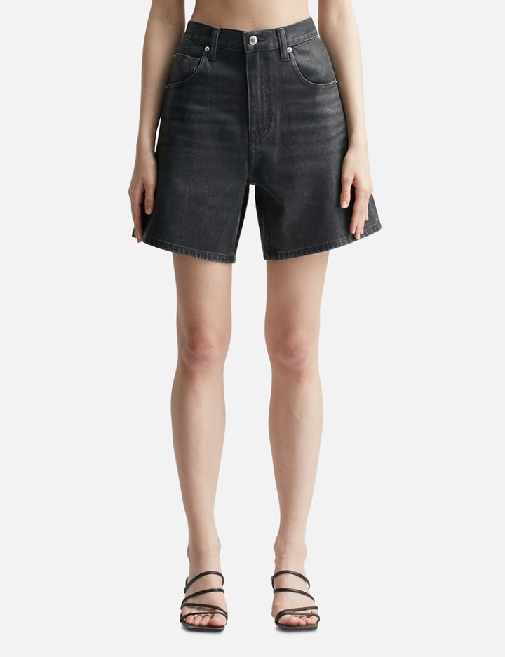 Alexander Wang T Oversize Coated Loose Fit Shorts In Grey