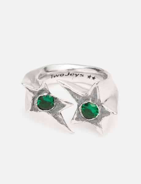 TwoJeys Green Two Stone Ring