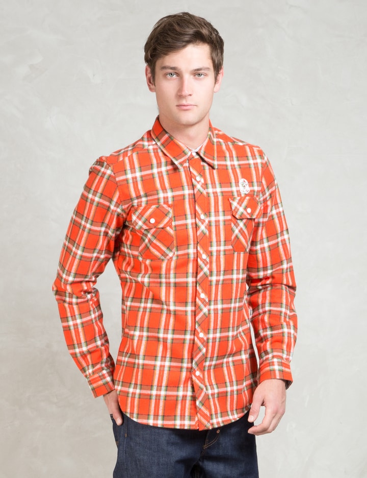 Orange L/S Billionaire Layer Heavy Flannel Shirt Placeholder Image