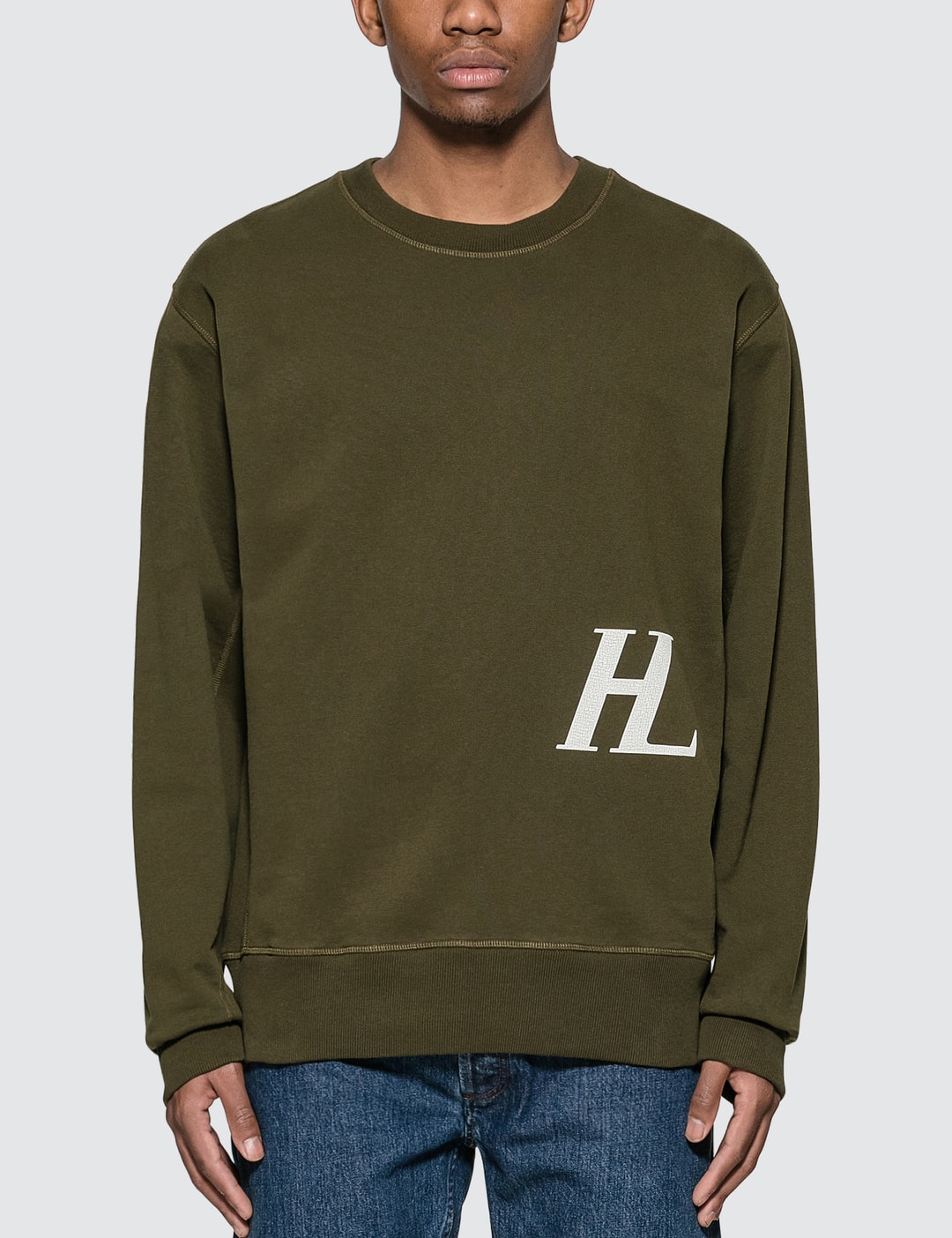 Helmut Lang Monogram Logo Crewneck Graphic Tee on SALE