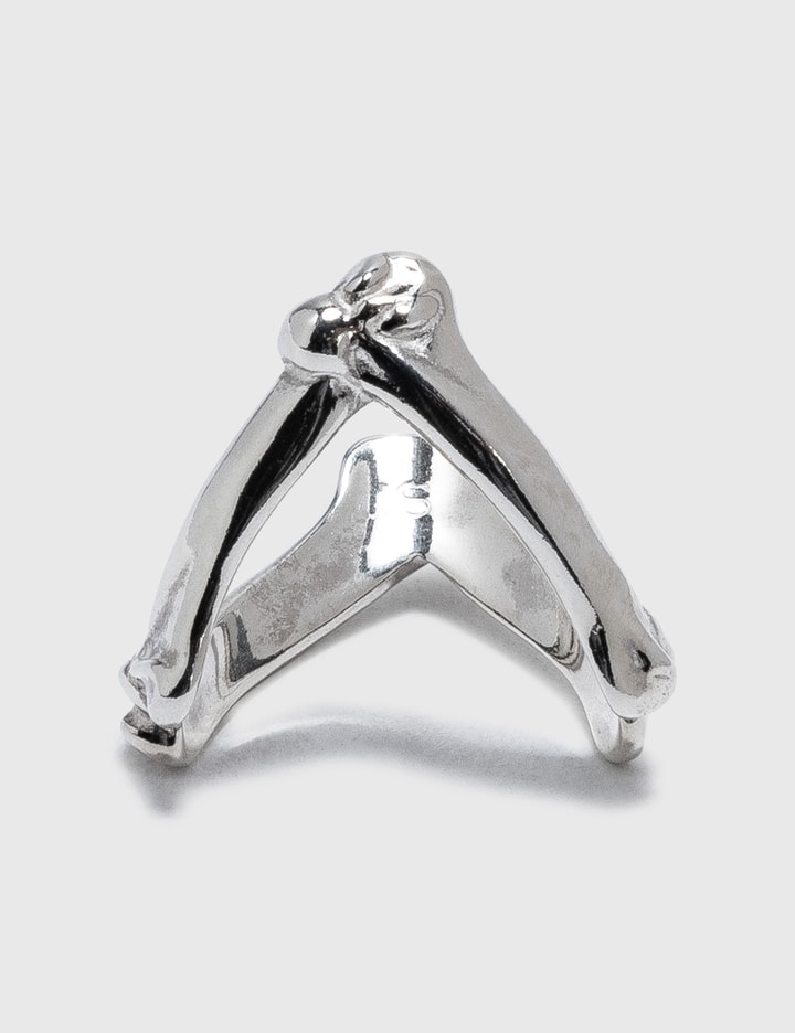 Crossed Tibia Ring Shinbone Sterling Silver Ring. 