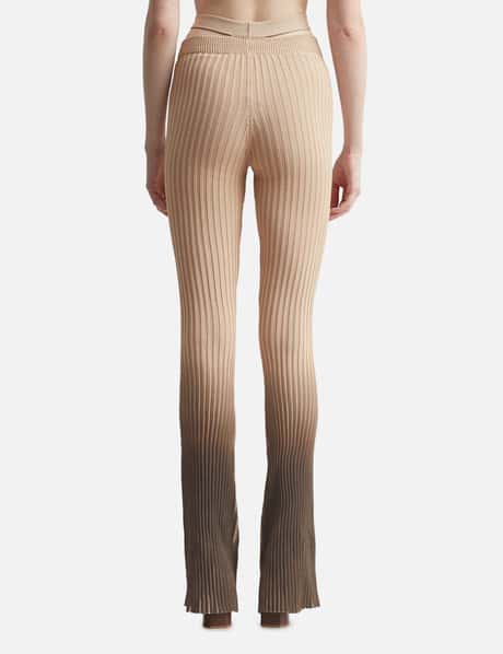 Printed Ribbed Knit Flare Pants view 9