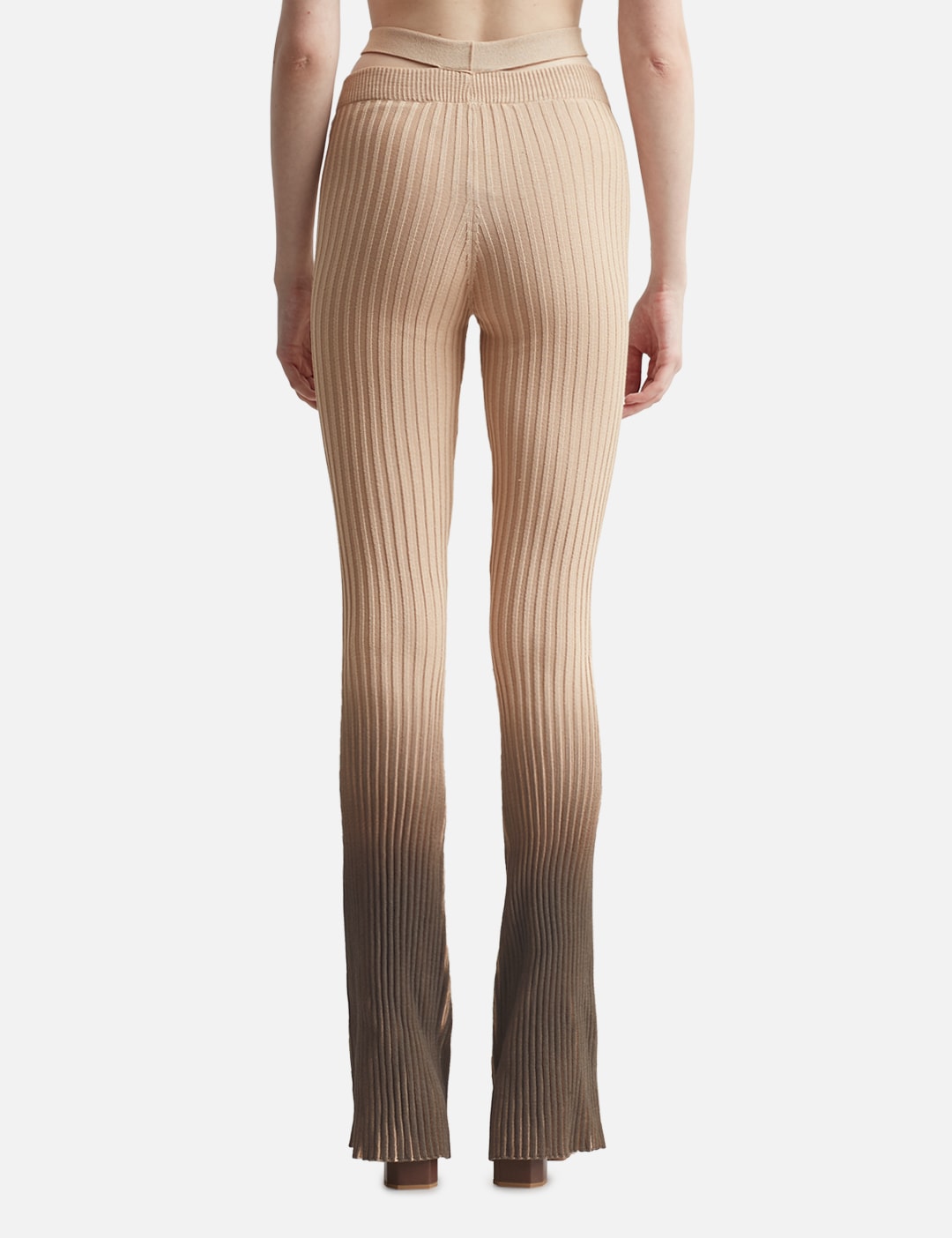 Printed Ribbed Knit Flare Pants view 10