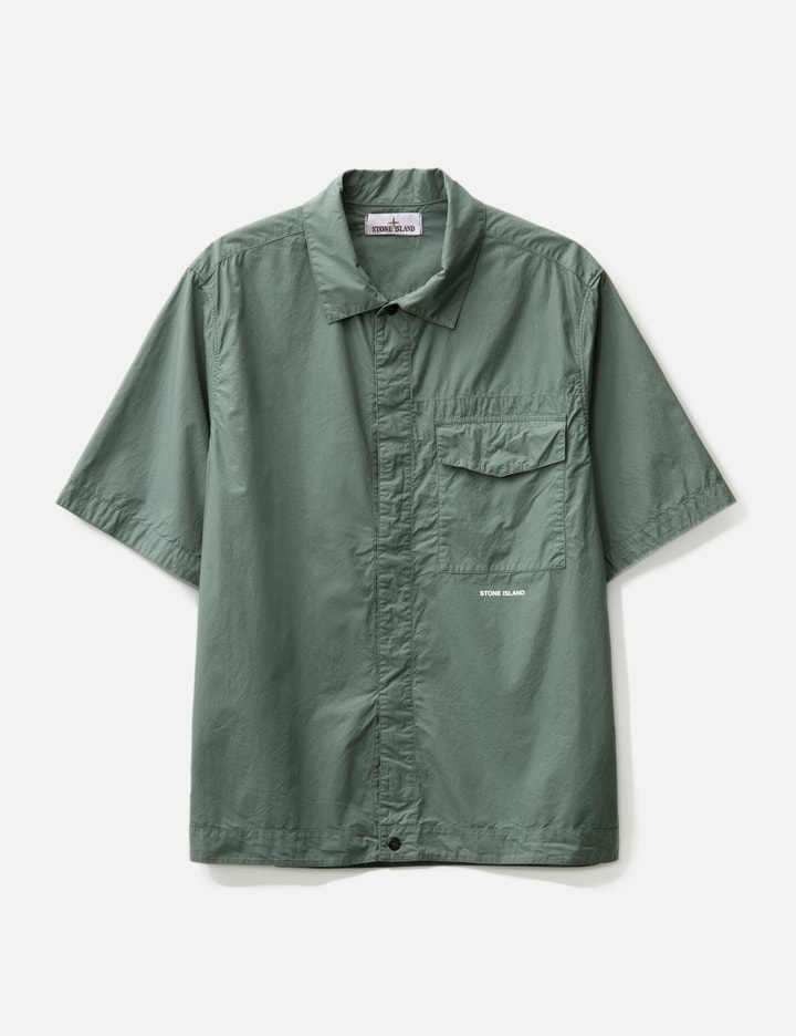 Stone Island Comfort Fit Short-sleeve Overshirt In Green