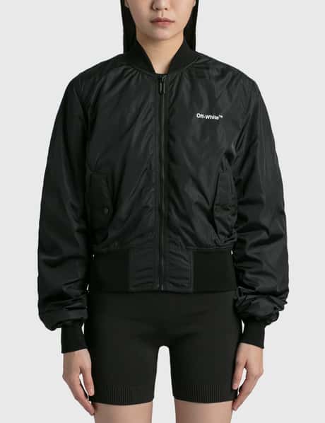 Off-White Leather-Trim Graphic Bomber Jacket