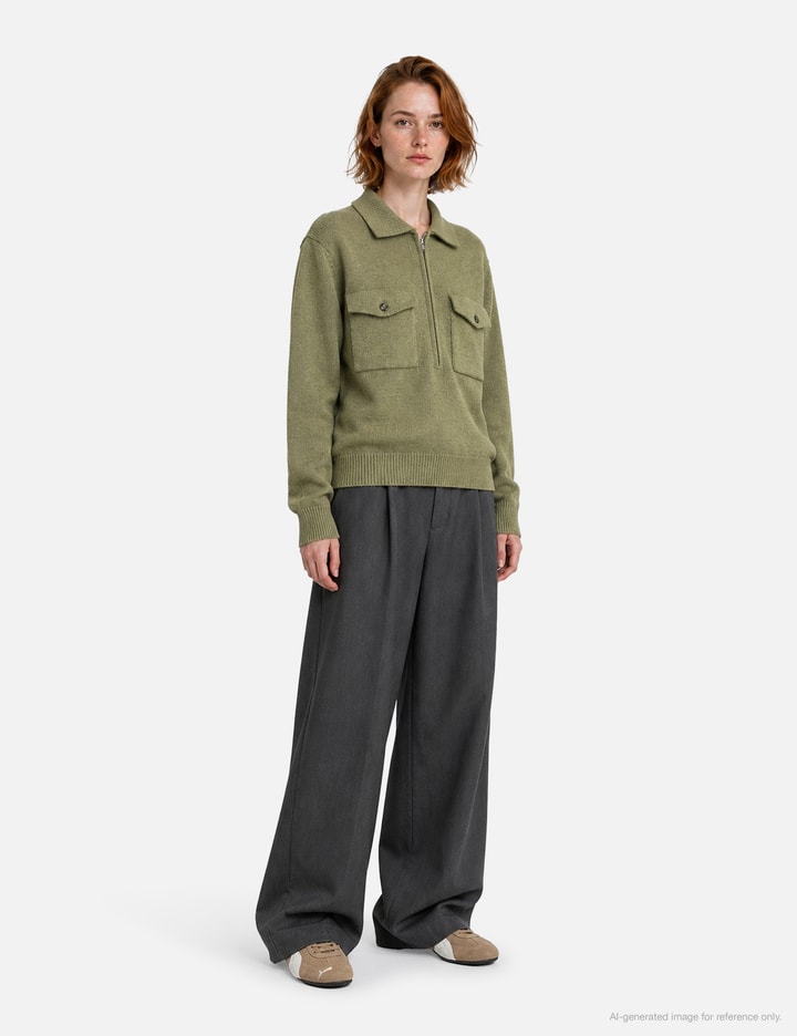 Moondal Pocket Collar Knit In Khaki