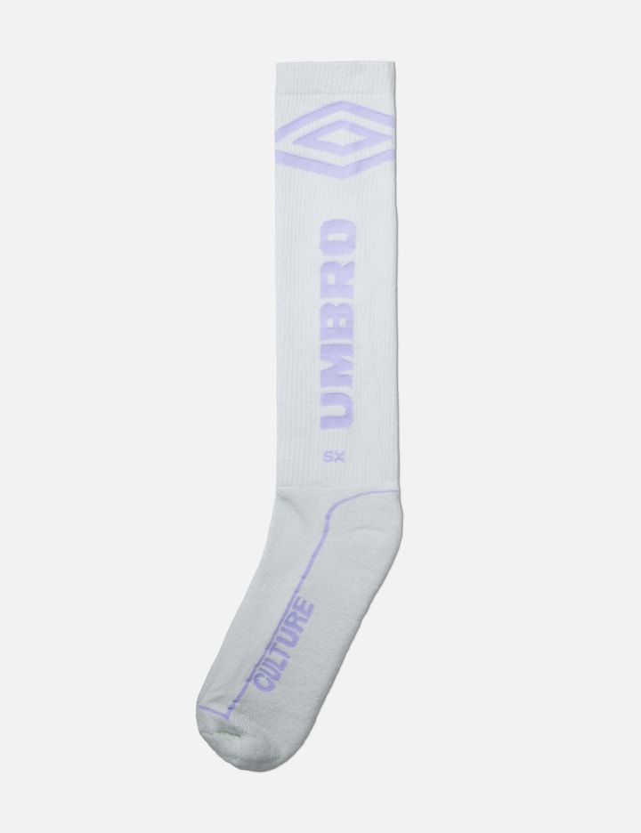 Shop Umbro Slam Jam X  Knee High Logo Socks In Grey