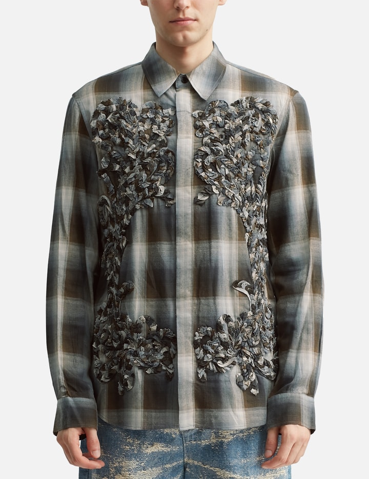 Taakk Check Embroidery Shirt In Black