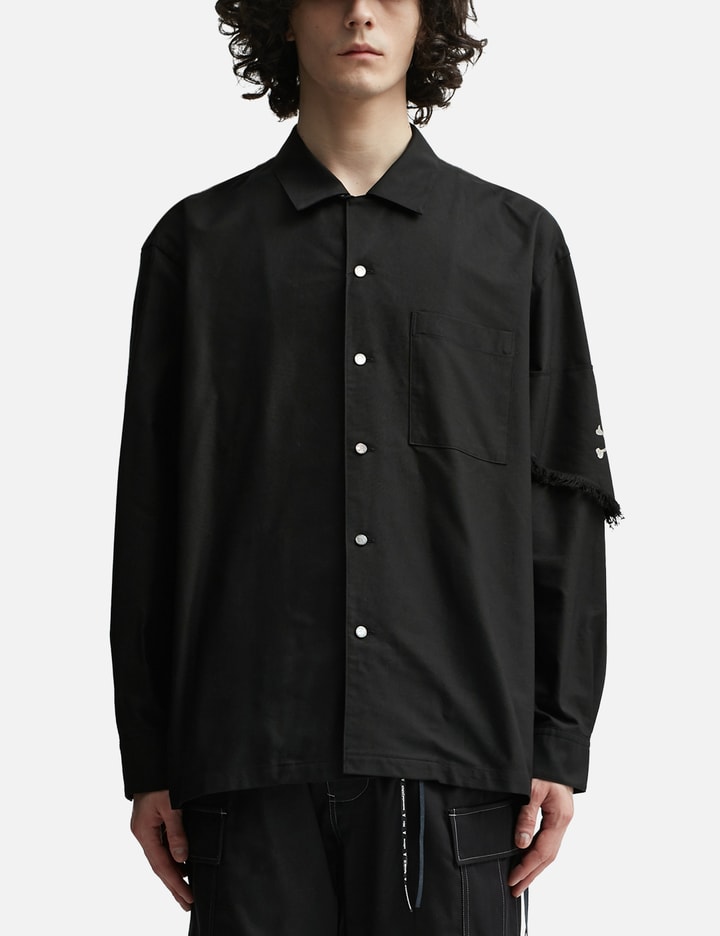 Shop Mastermind Japan Bandana Open Collar Long Sleeve Shirt In Black