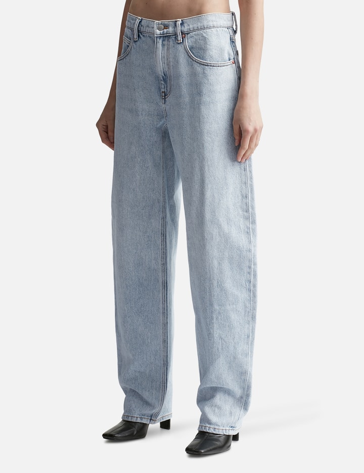 Zipped Back Slit Wide-leg Jeans In Denim Placeholder Image