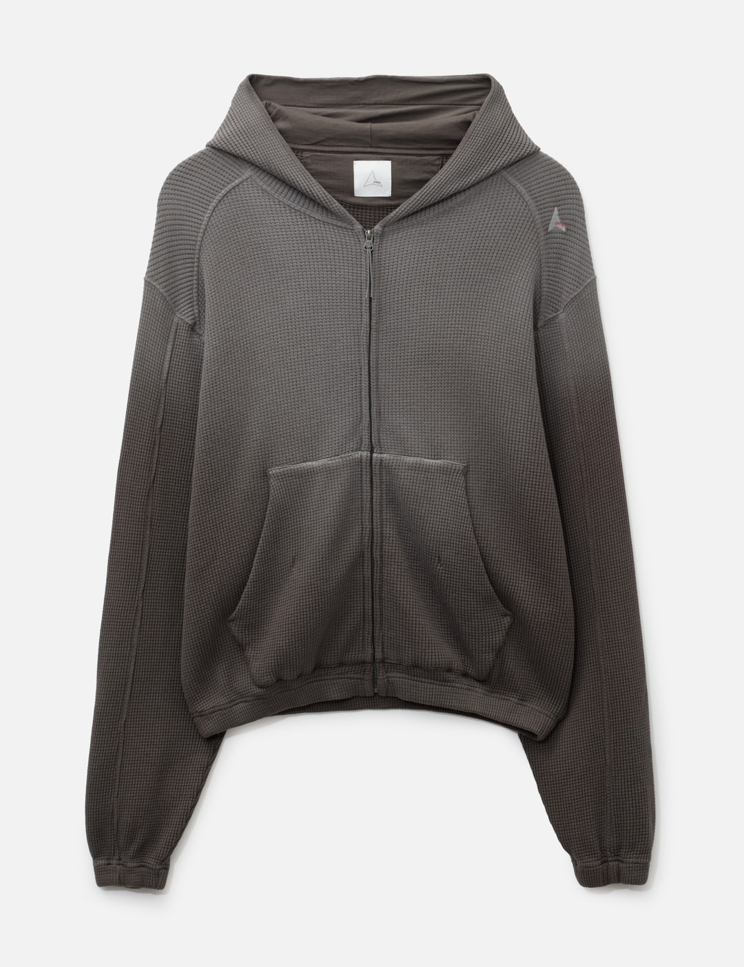 Roa Bee Sun Faded Organic Waffle Zip Up Hoodie In Grey/灰色/그레이/グレー