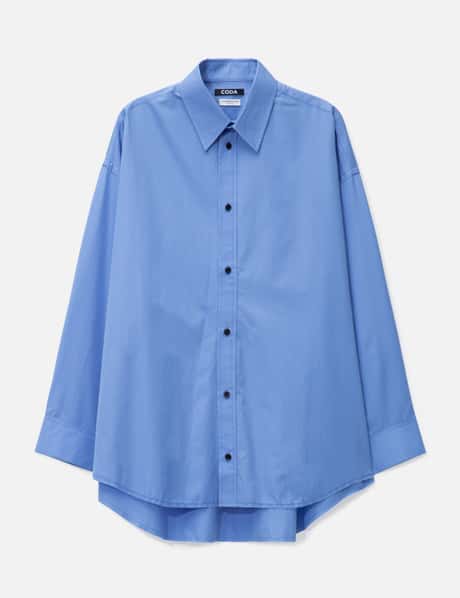 CODA Blue Thomas Mason Poplin Raw Edges Structured Shirt