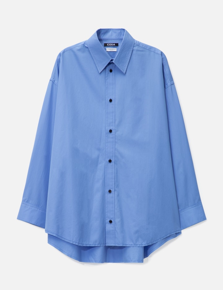 Blue Thomas Mason Poplin Raw Edges Structured Shirt Placeholder Image