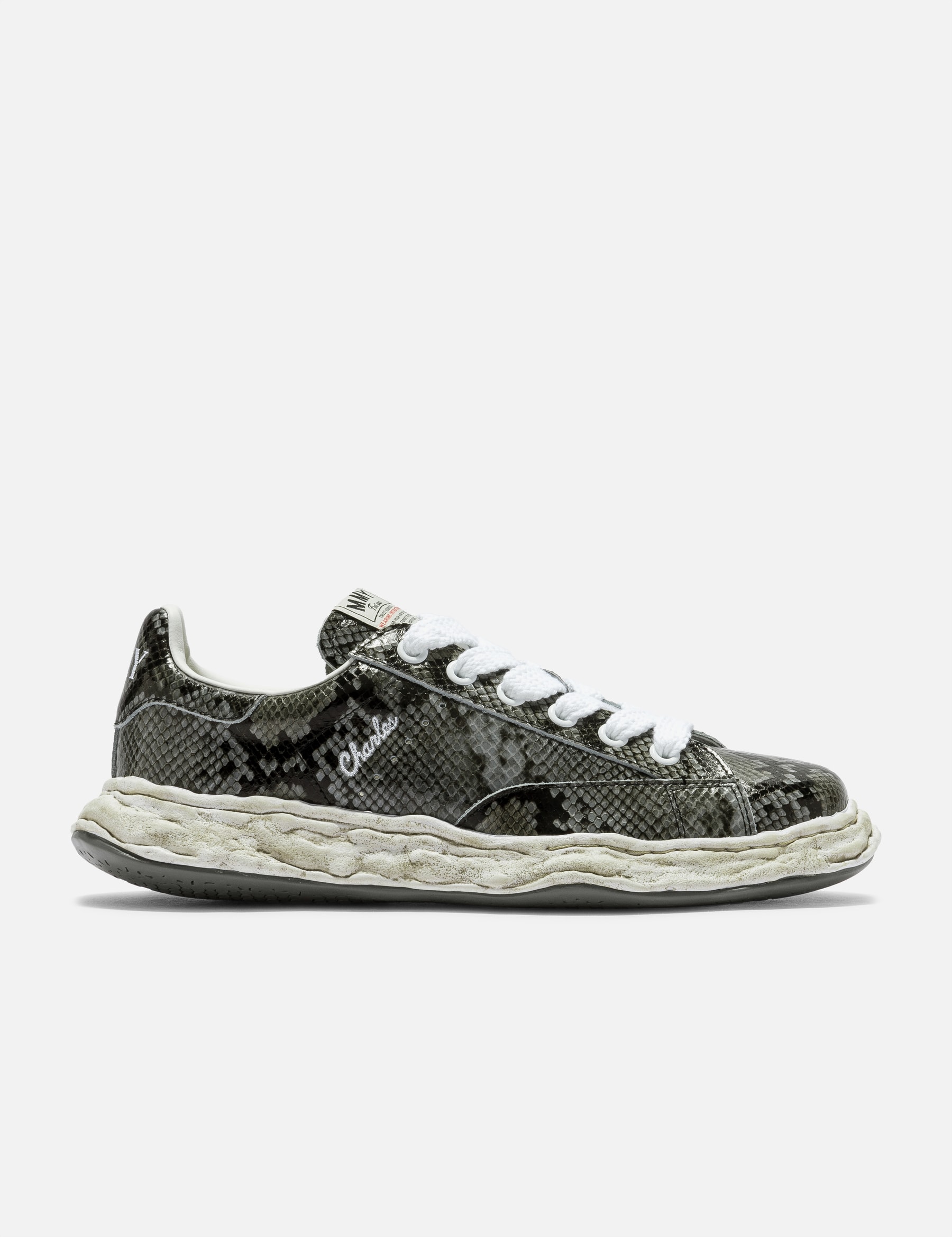 "CHARLES" OG Sole Python Printed Leather Low-Top Sneaker view 13