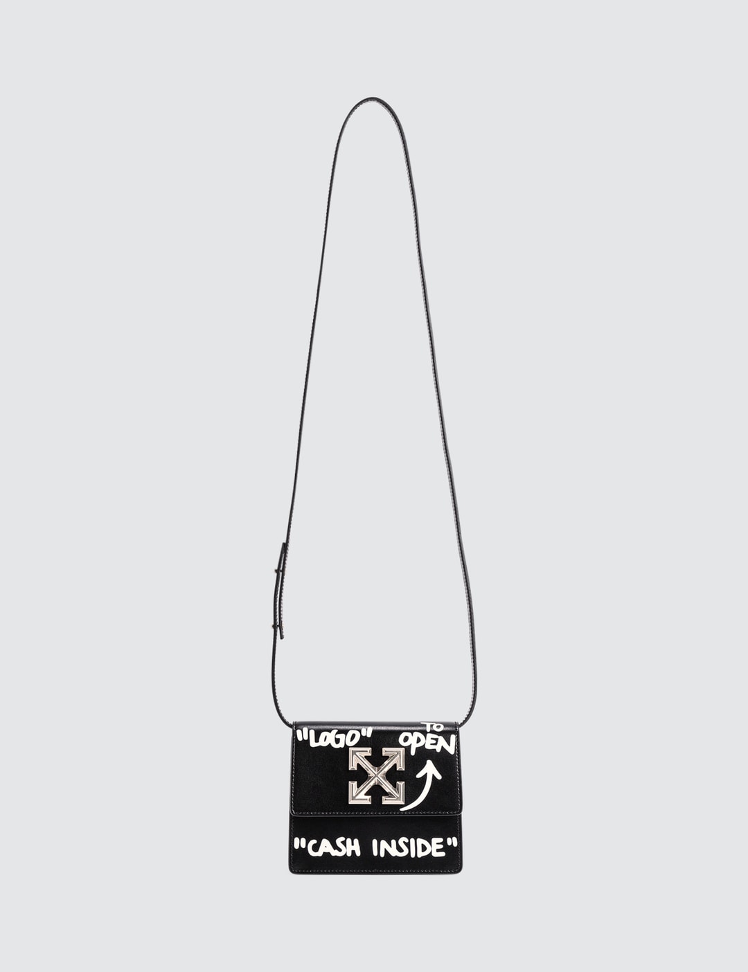 Off-White Leather Jitney 0.7 Cash Inside Crossbody Bag