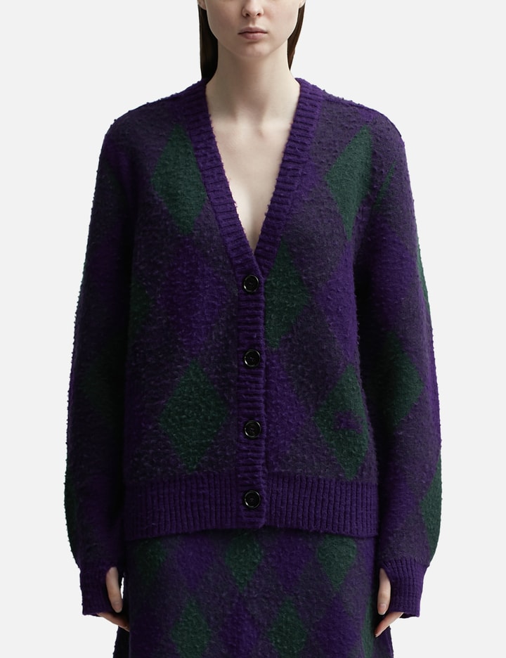 Burberry Argyle Wool Cardigan In Royalippattern