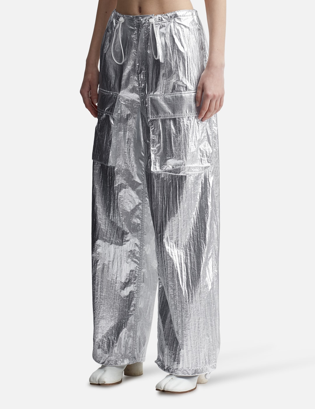 Silver Tyvek Wide-Leg Trousers view 14