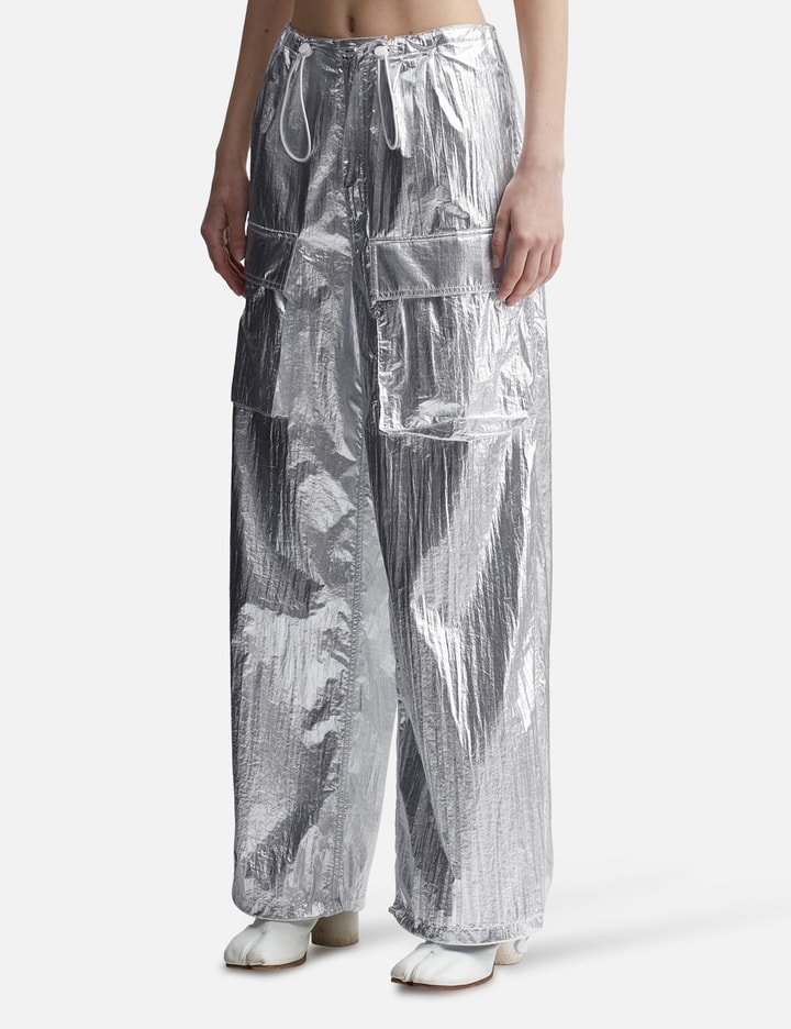 Shop Mm6 Maison Margiela Silver Tyvek Wide-leg Trousers