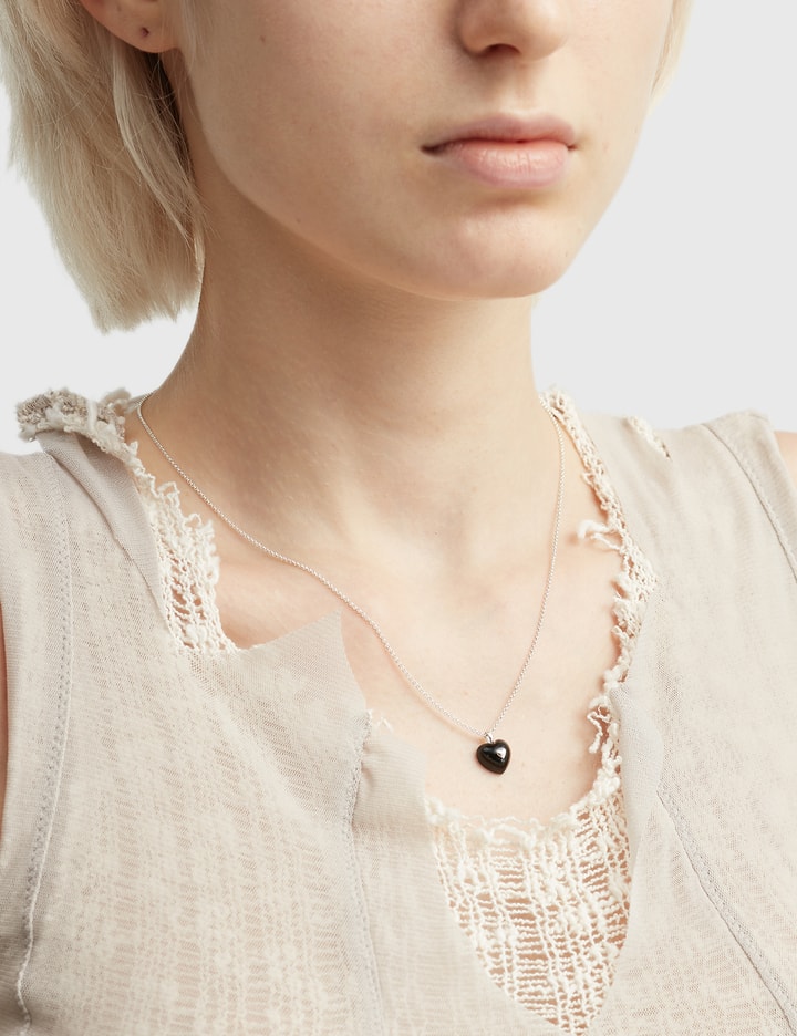 Very Vintage Black Onyx Heart Pendant Necklace Placeholder Image