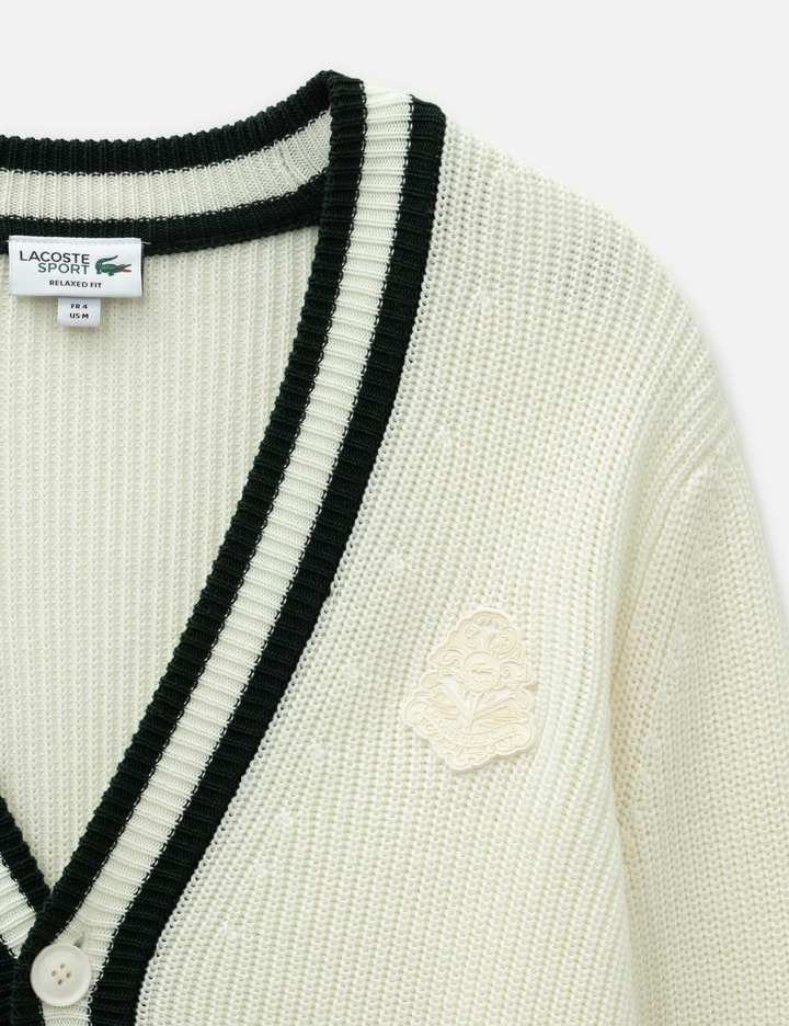 Lacoste Badge Accent Wool Blend Golf Cardigan