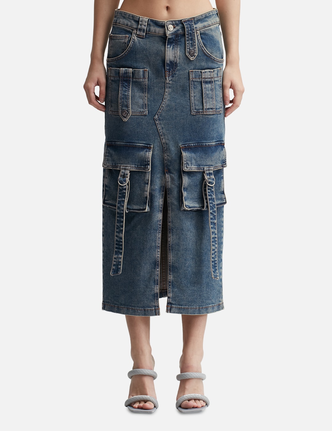Cargo Denim Midi Skirt view 13