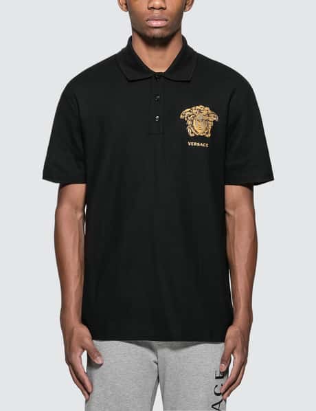 Versace Embroidered Medusa Logo Polo Shirt HBX
