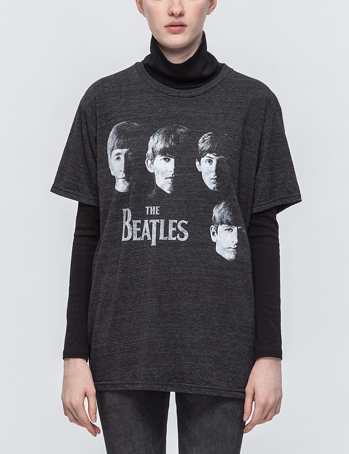 The Beatles Faces Charcoal Tri-blend T-shirt Placeholder Image