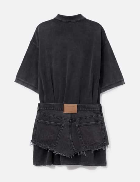 Layered Polo Mini Dress With Reconstructed Denim Skirt view 8