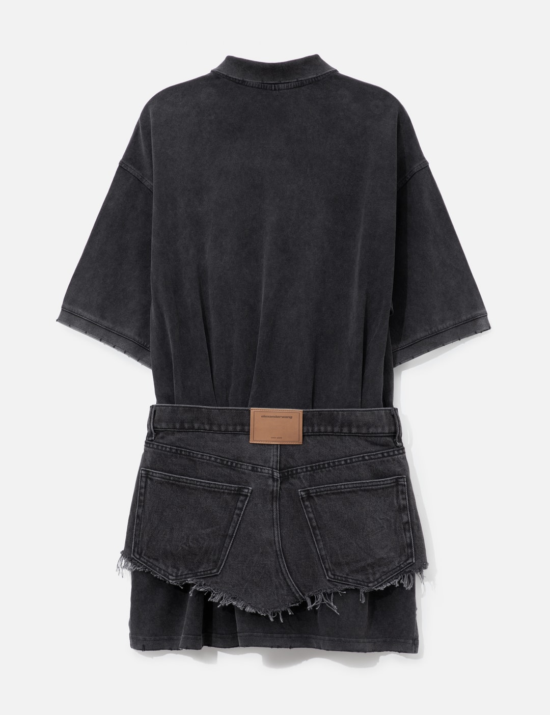 Layered Polo Mini Dress With Reconstructed Denim Skirt view 9