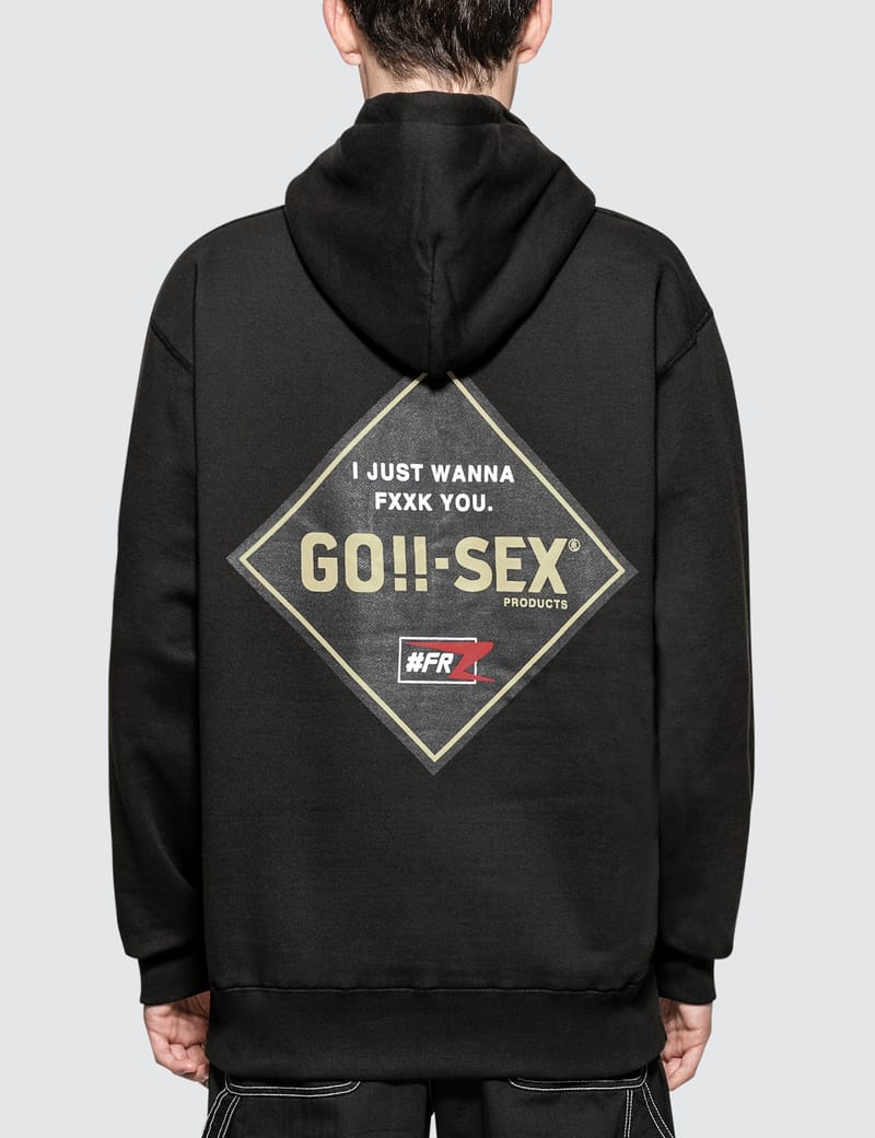 #FR2◆GO!!-SEX/パーカー/M/コットン/BLK//使用感有/色褪せ有 FR2(エフアールツー) ⁄ パーカー⁄M⁄コットン⁄GO-SEX⁄シミ有 | 古着の