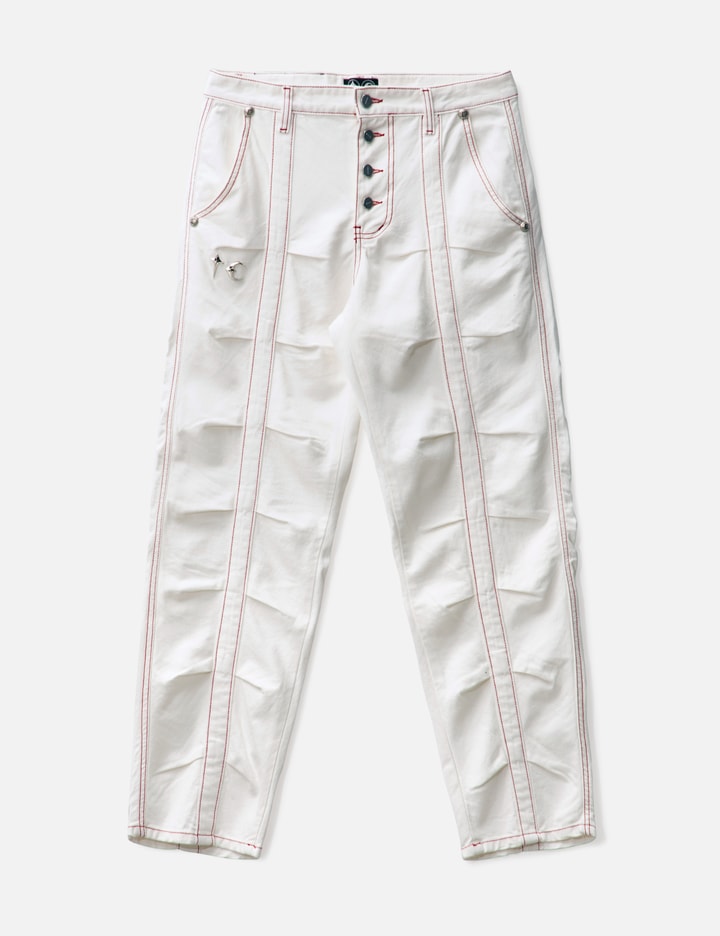 Thug Club Pleated Denim Jeans In White