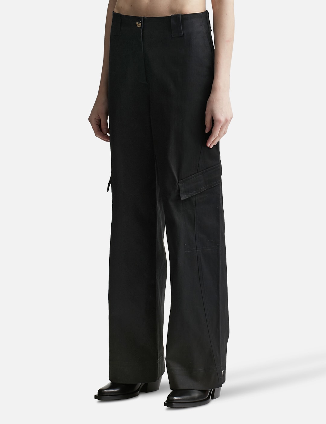Herringbone Canvas Mid Waist Pants view 14