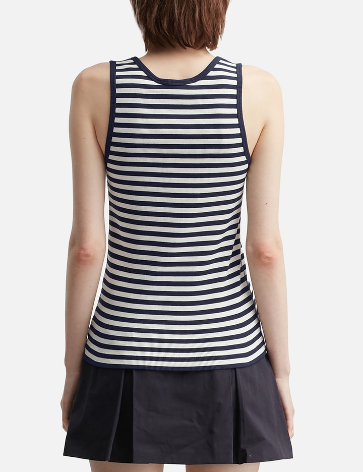 Maison Kitsuné Striped Cotton Sleeveless Top With Round Neck In Black