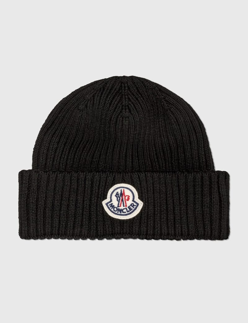 moncler logo patch beanie