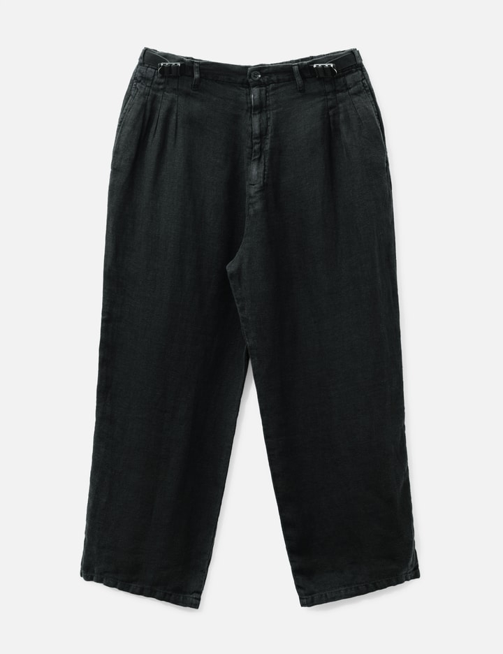 ANCELLM Belted Linen Tuck Slacks
