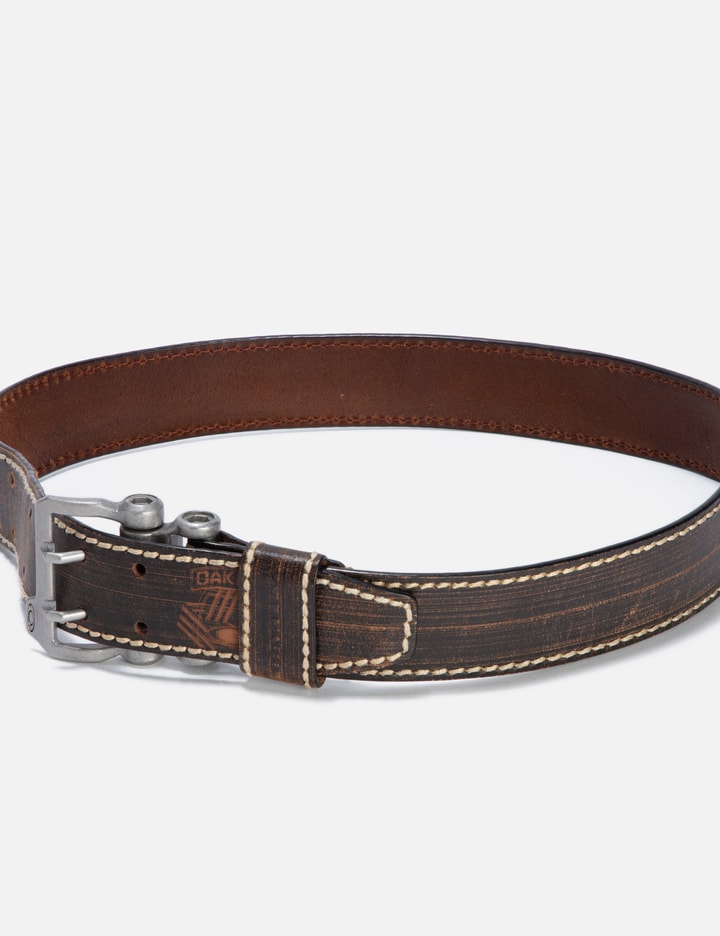 Shop Oakley Distressed Leather Belt (2005) In Brown