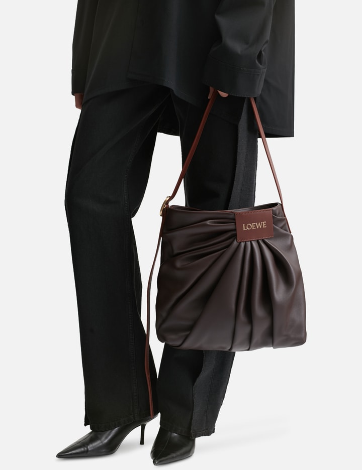 Loewe Womens Dark Chestnut Draped Leather Tote Bag In Brown