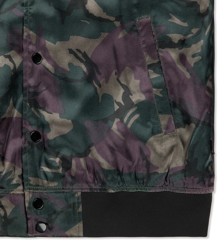 Wine Camo Satin Bomber Jacket Placeholder Image