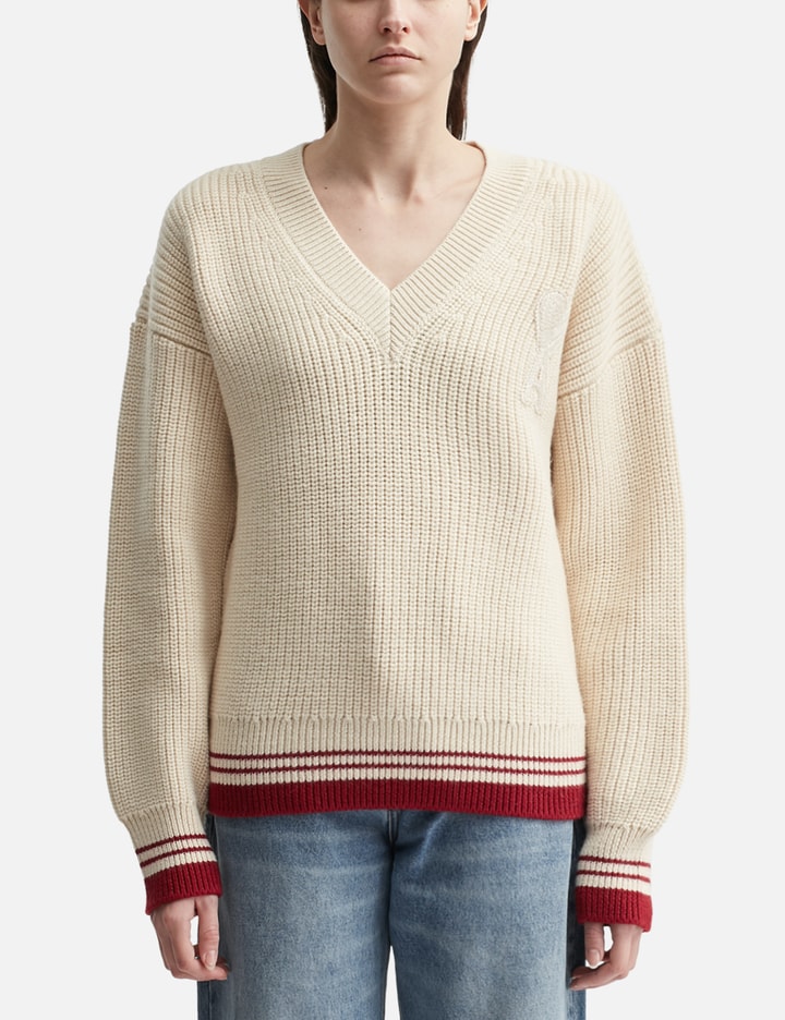 Wool Ribbed V-Neck Sweater Placeholder Image