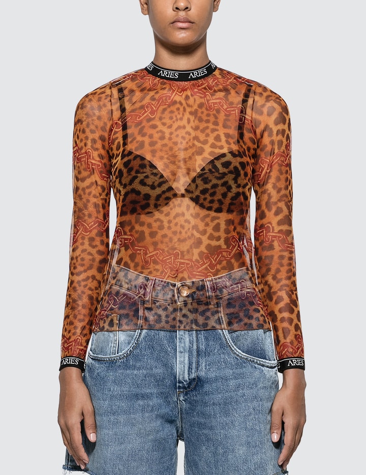 Leopard Print Mesh Top Placeholder Image