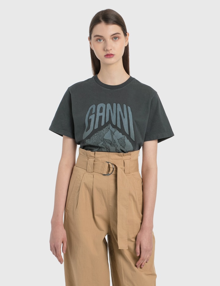 Mountain Printed Basic Cotton Jersey T-Shirt Placeholder Image