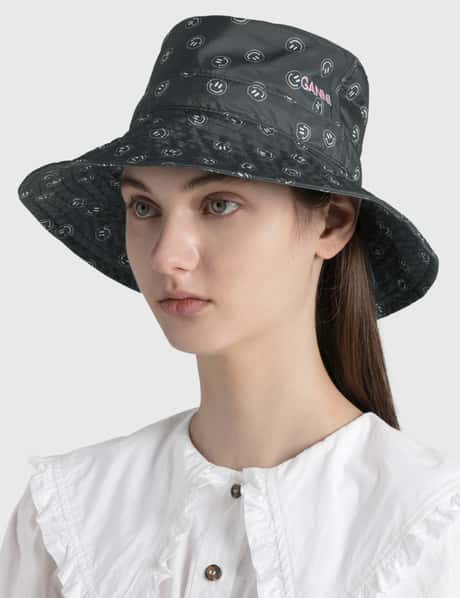 Ganni - Recycled Tech Fabric Smiley Bucket Hat | HBX display picture 3