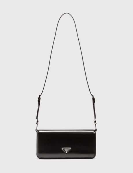 Farfetch Prada Small Brushed Leather Tote Brushed Leather Black