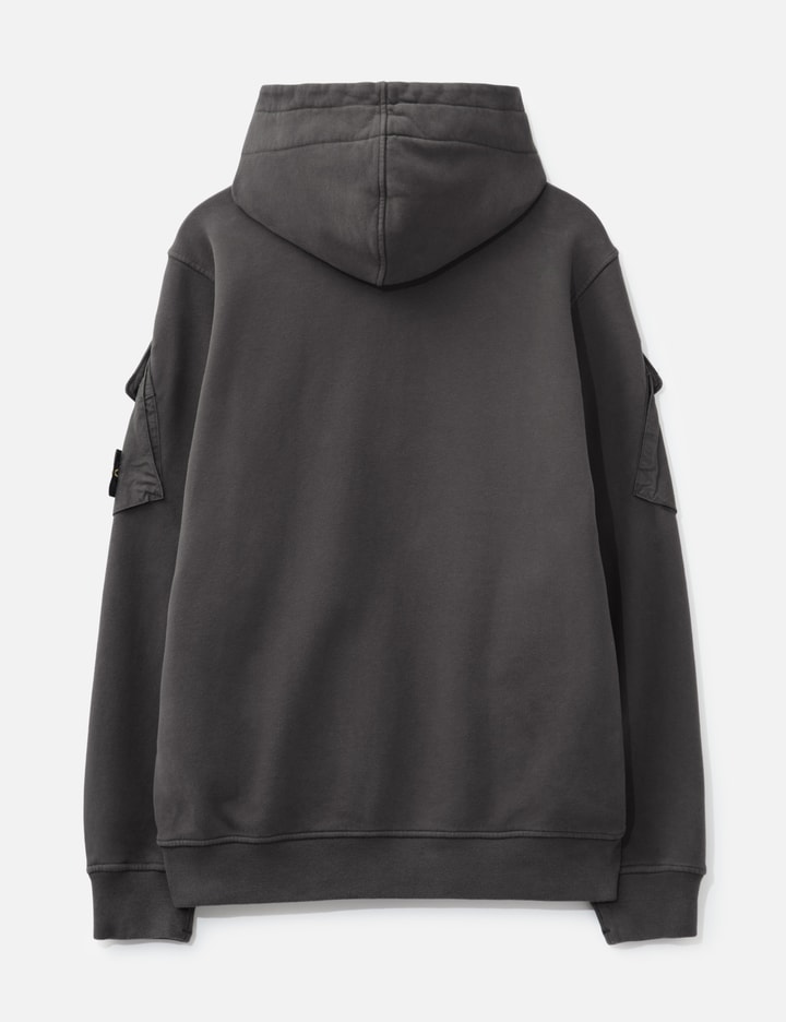 Stone Island Brushed Organic Cotton Fleece Hooded Sweatshirt In Gray