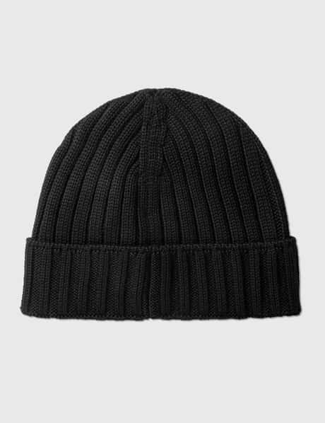 Stone Island Wool Cp Beanie Flannels Chunky Ribbed Beanie Hat Blue