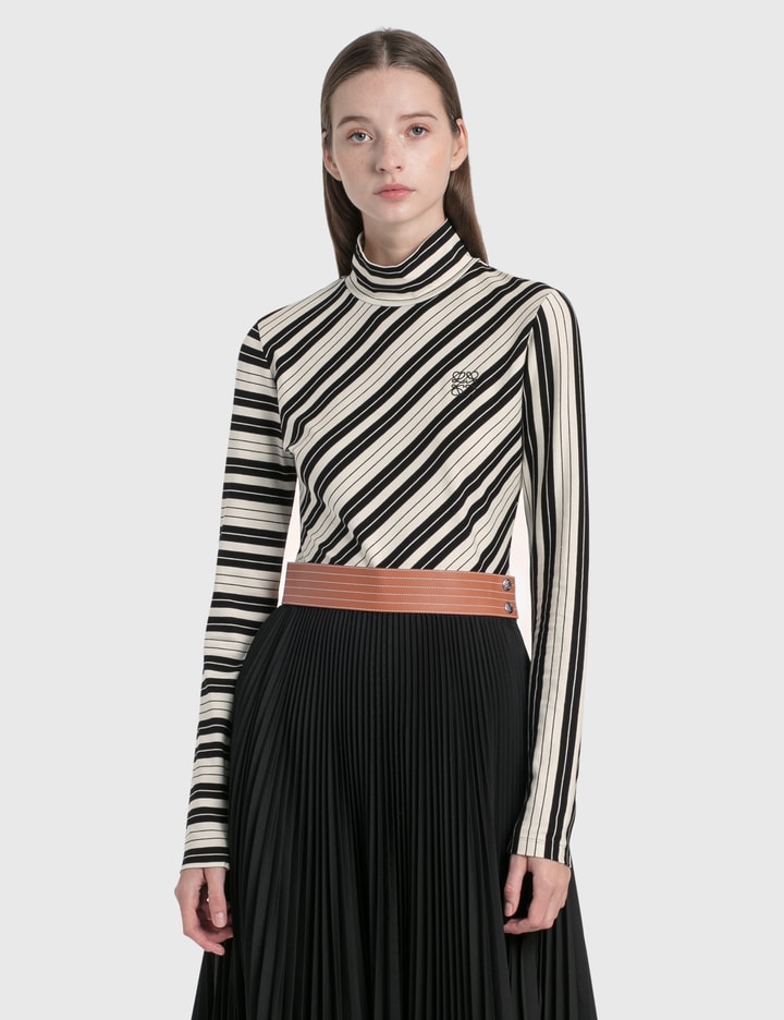 Bias Striped Cotton High Neck Top Placeholder Image