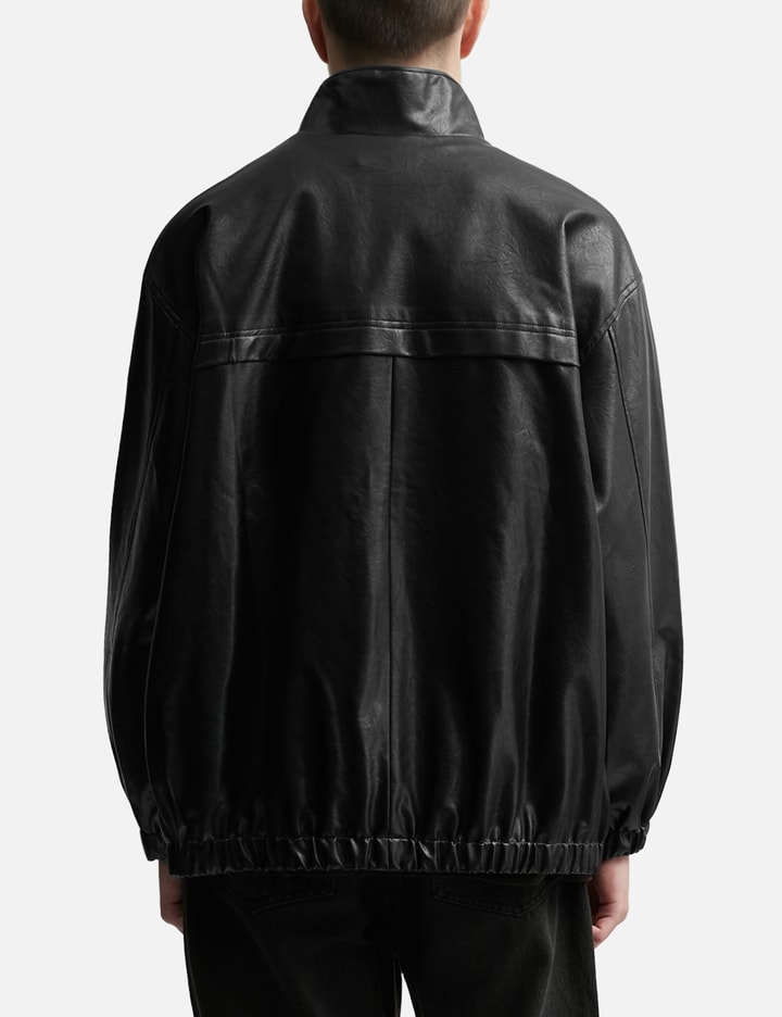 Black Synthetic Leather Oversized Team Jacket Placeholder Image